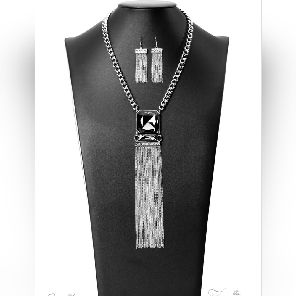 Chic Silver Tassel Necklace and Earring Set
